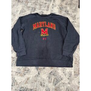 Under Armour Maryland Terrapins Mens Large Black Crewneck Sweatshirt Loose Fit